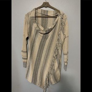 Women’s XL asymmetrical fringed cardigan. NWOT